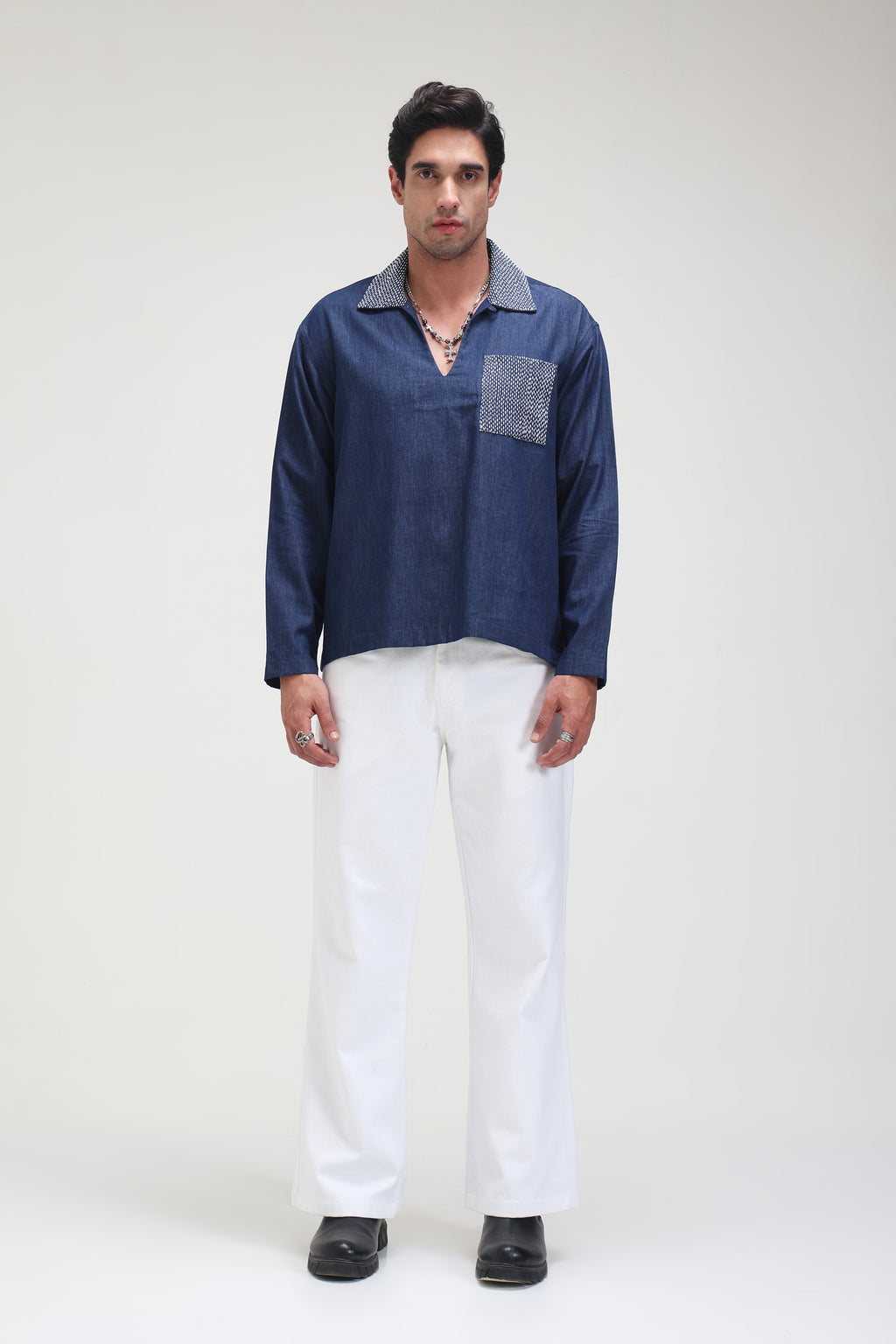 Light waight Denim Kantha Shirt