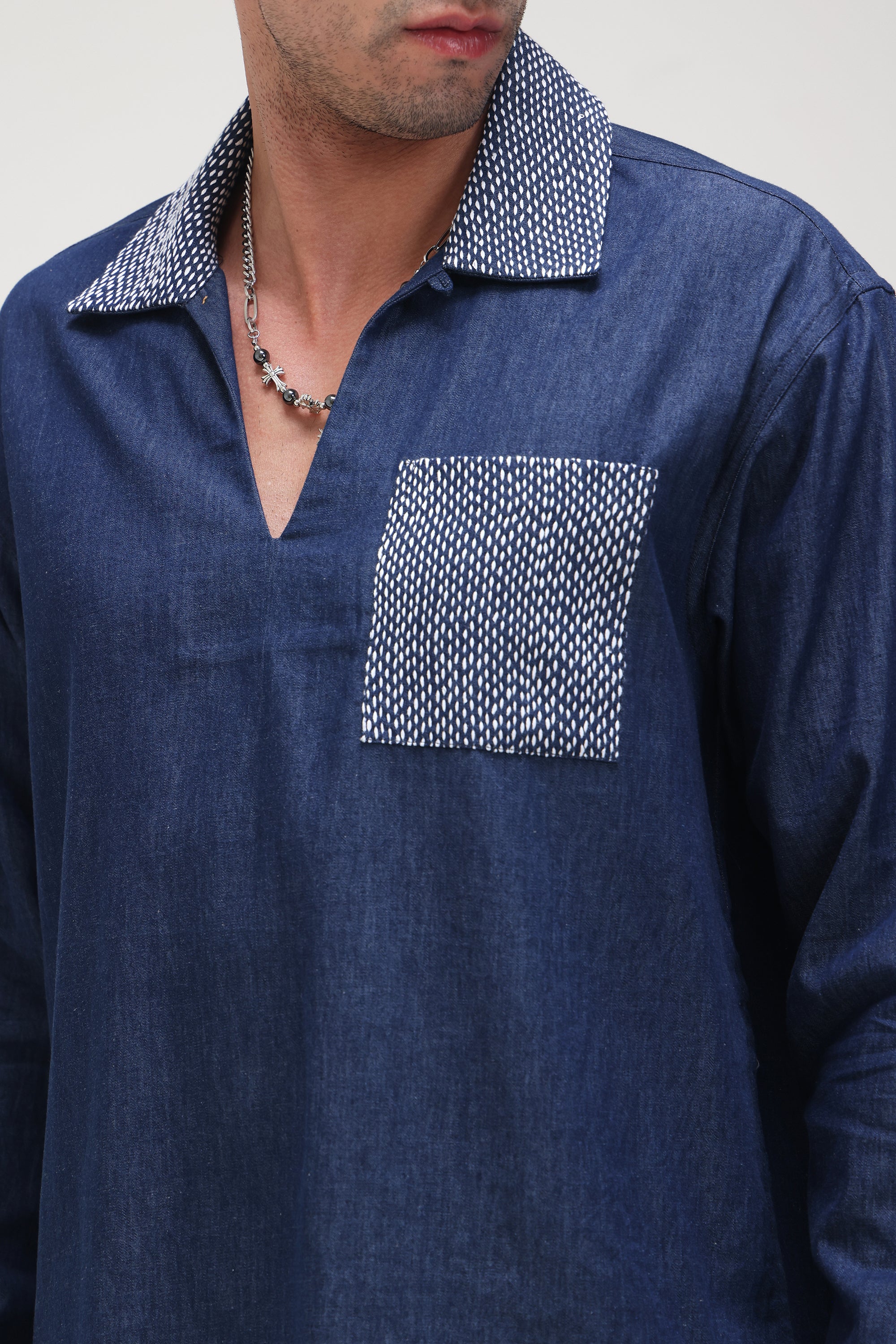 Light waight Denim Kantha Shirt