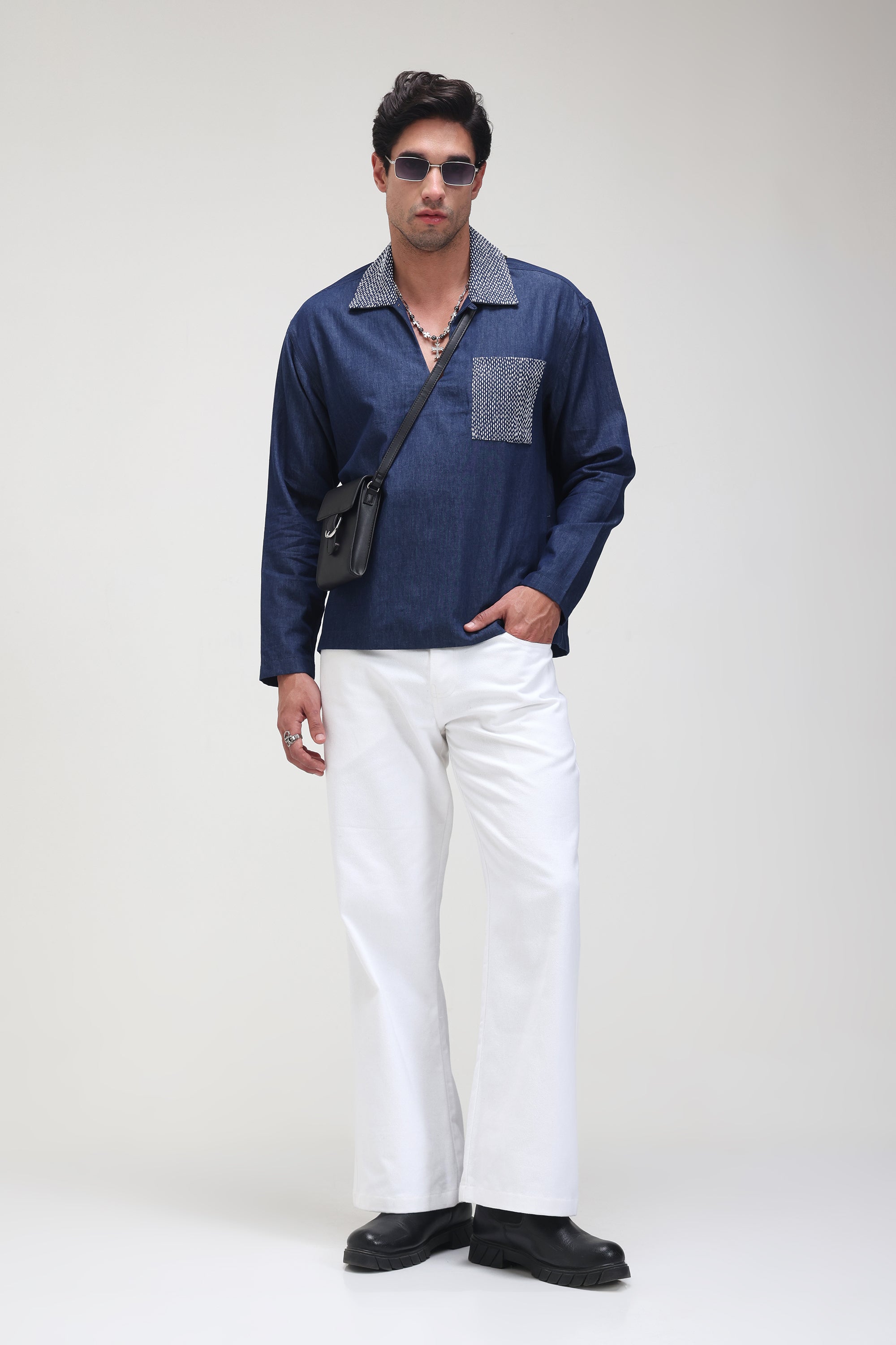 Light waight Denim Kantha Shirt