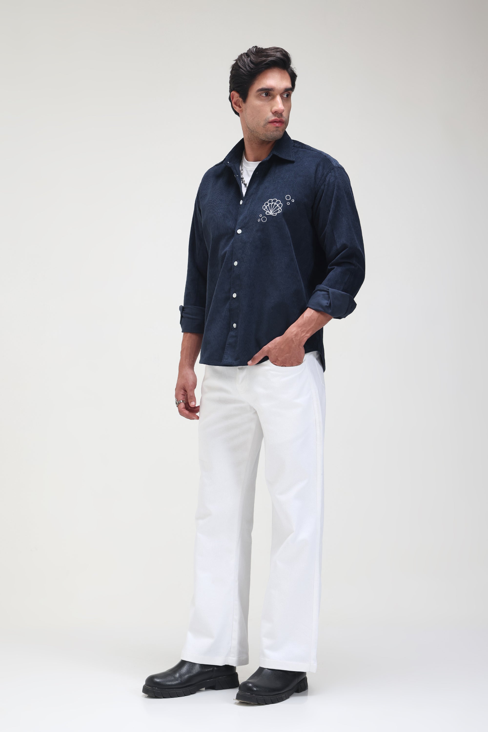 Double Cloth Hand embroidered Shirt