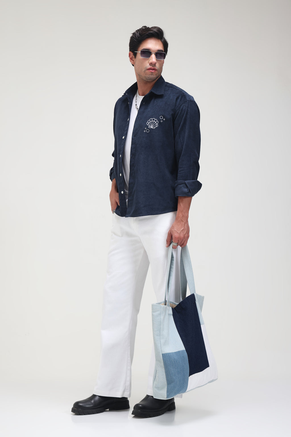 Double Cloth Hand embroidered Shirt