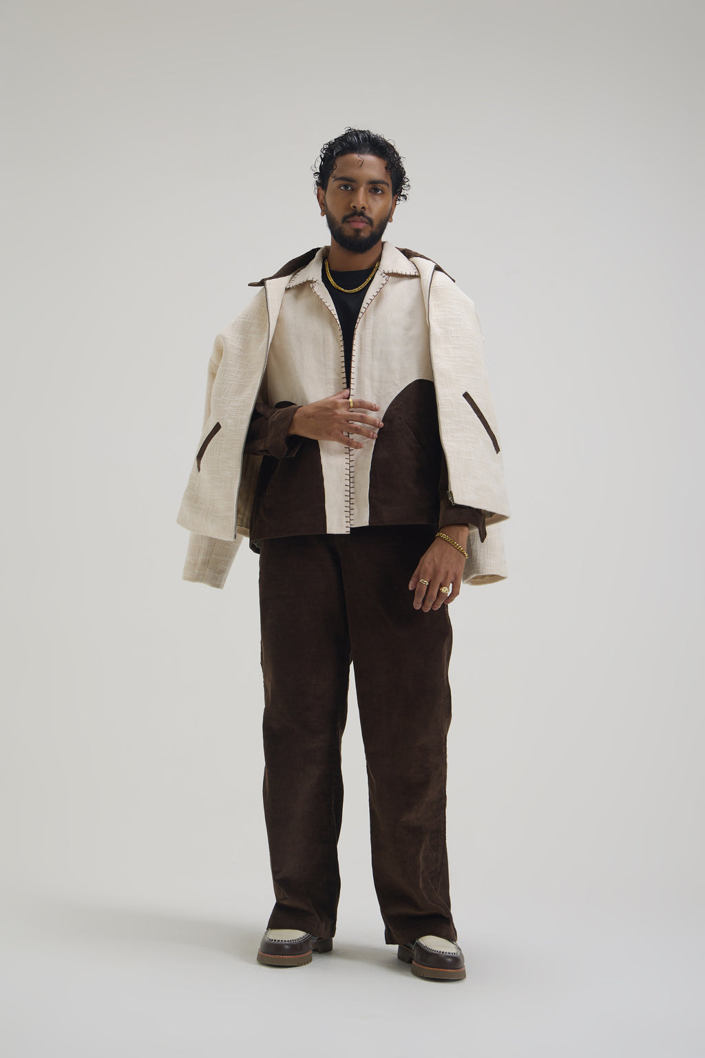 Beige Brown Cordroy Jacket