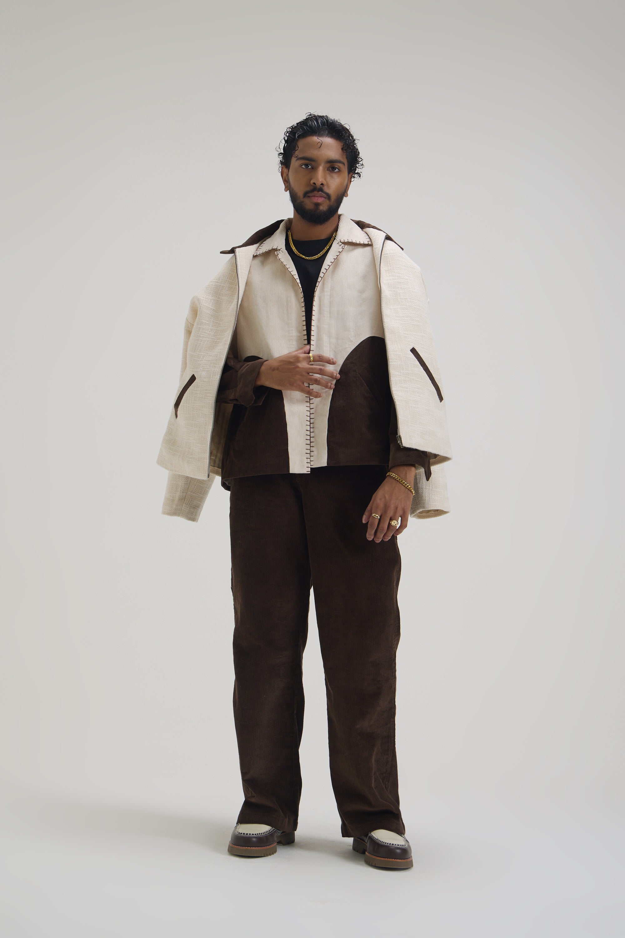 Beige Brown Cordroy Jacket