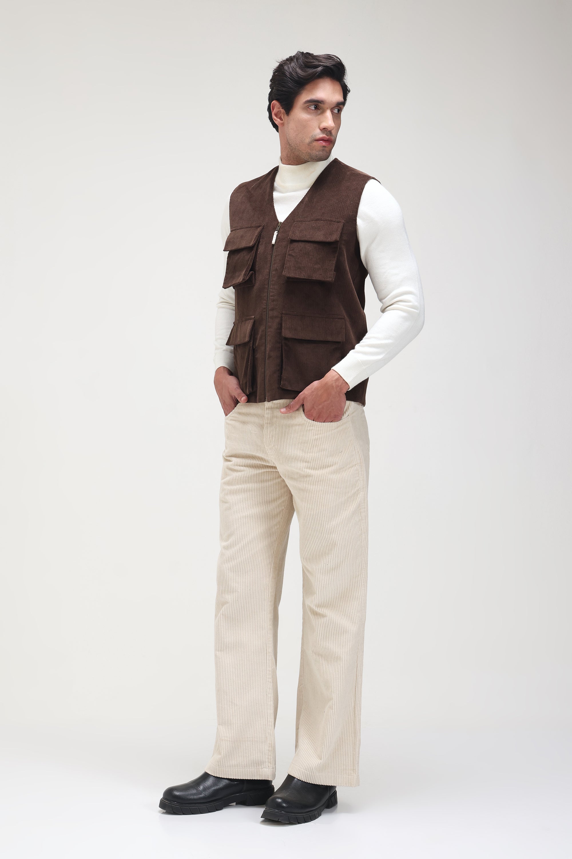 Coffee Corduroy vest