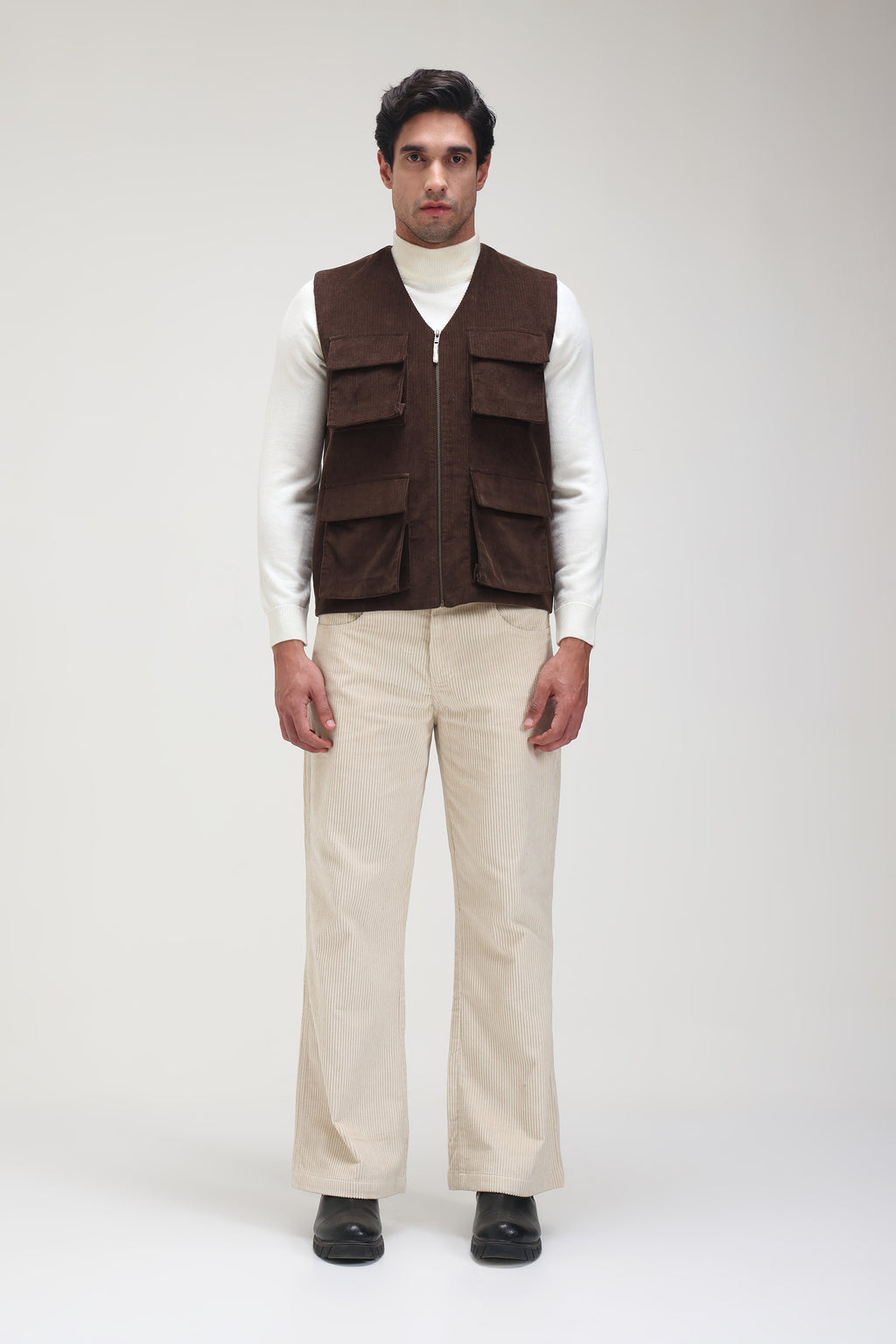 Coffee Corduroy vest