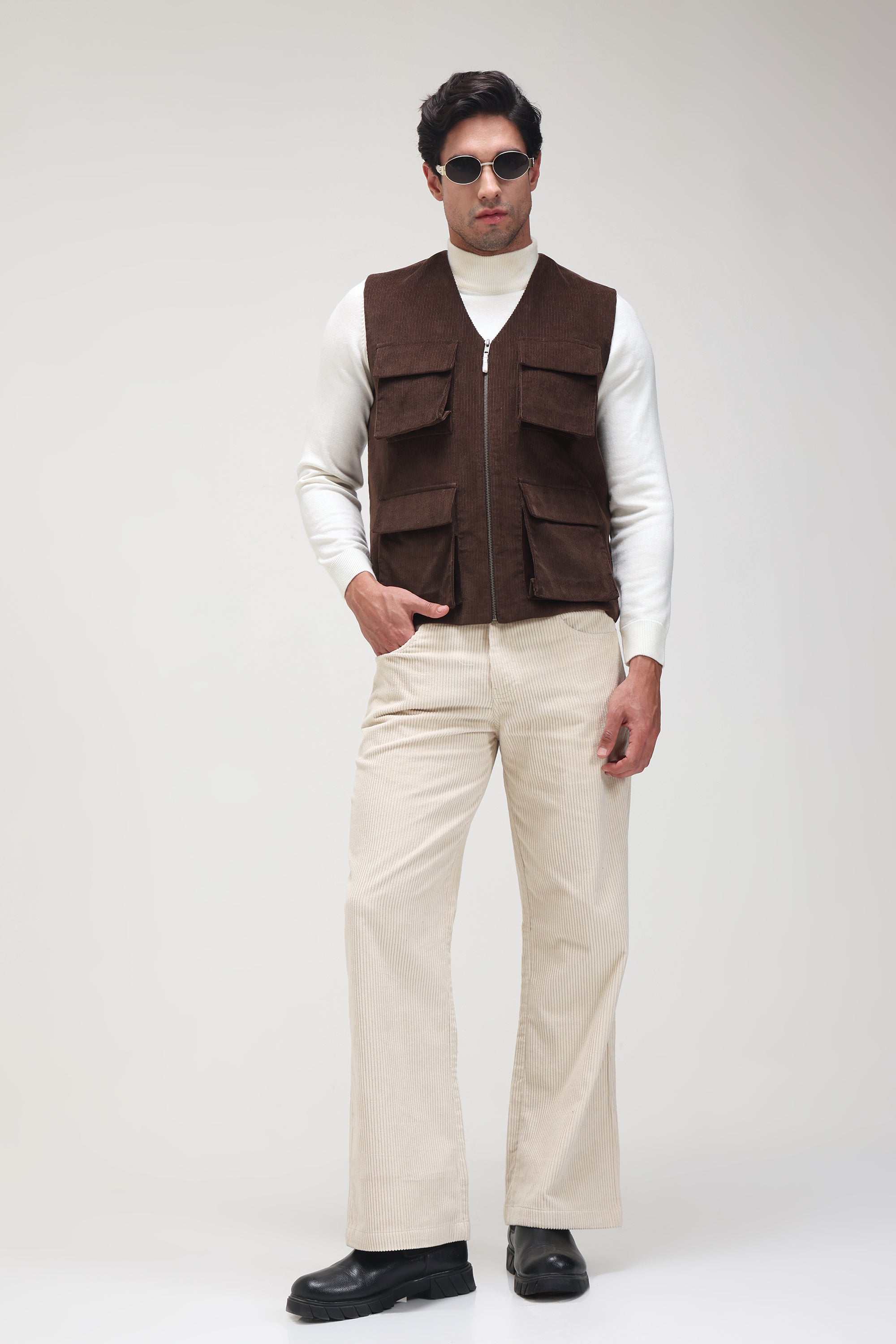 Coffee Corduroy vest