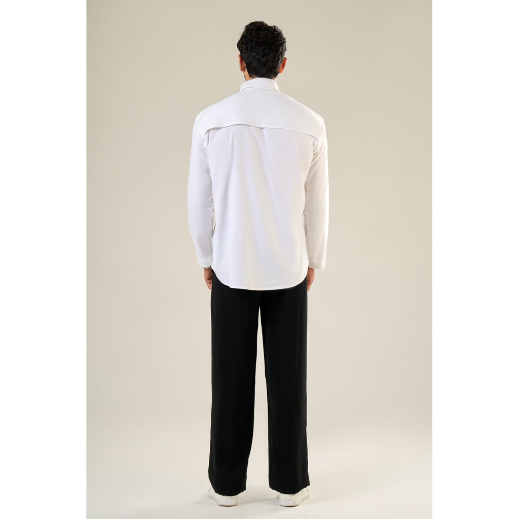White Cotton Full Sleeve Solid Shirt | For Unisex
