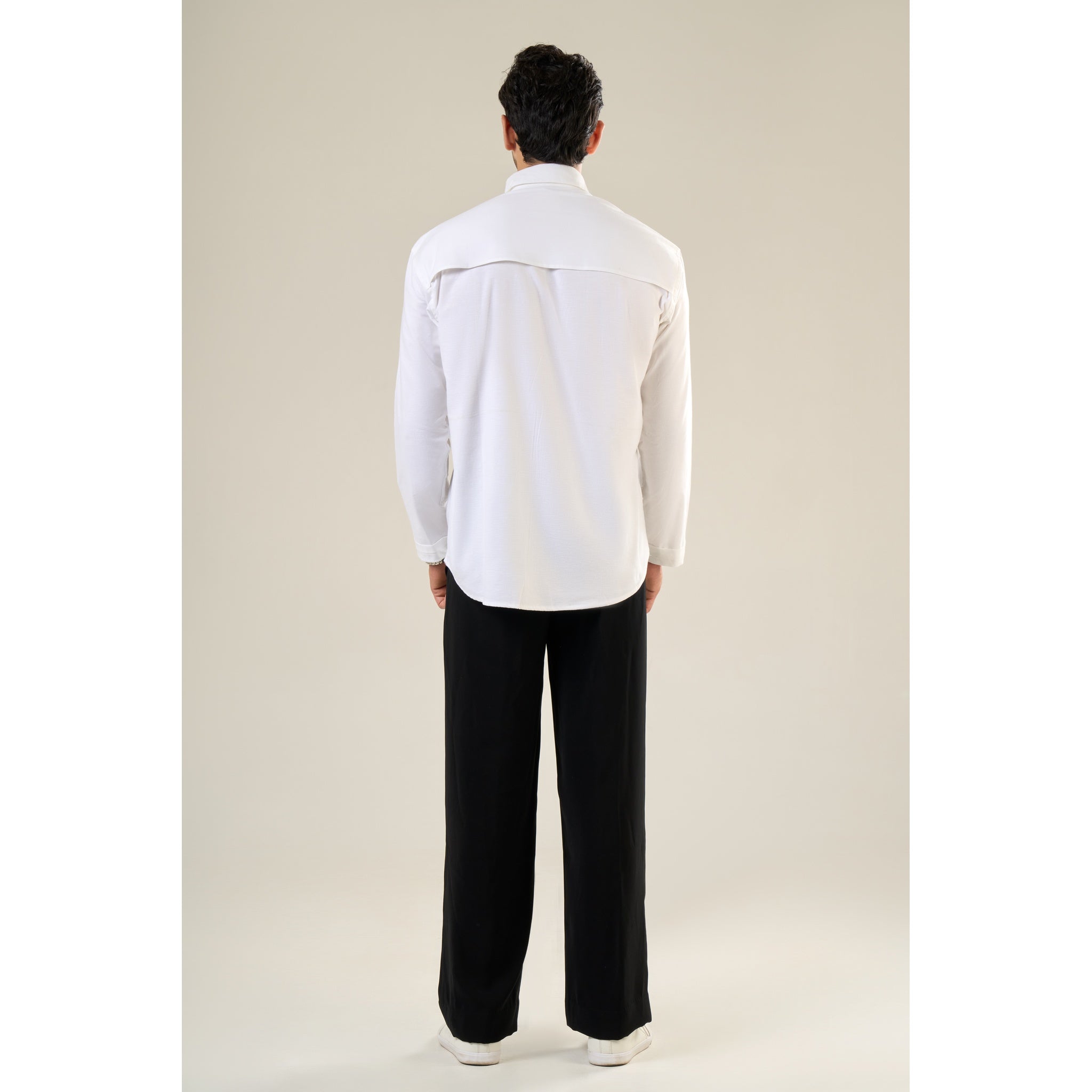 White Cotton Full Sleeve Solid Shirt | For Unisex