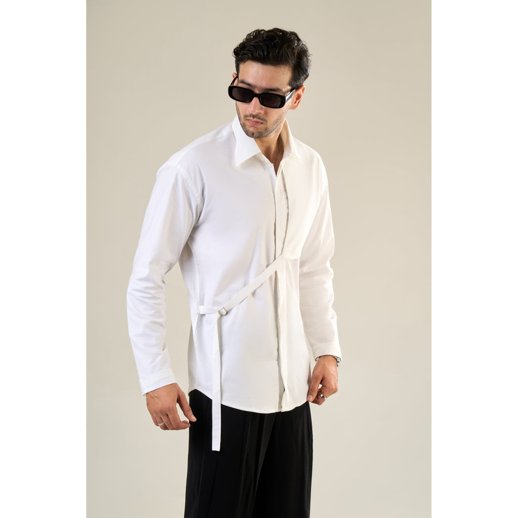 White Cotton Full Sleeve Solid Shirt | For Unisex