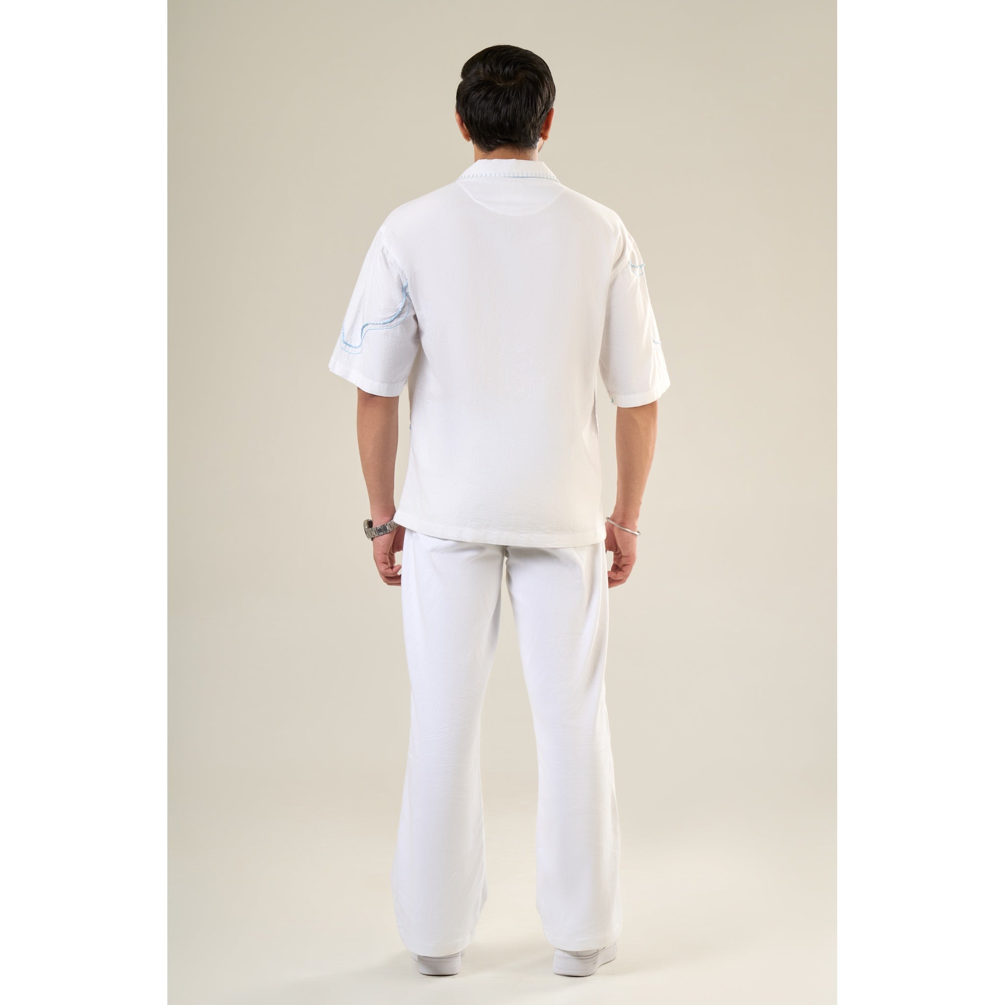 White Cotton Half Sleeve Printed Shirt | For Unisex