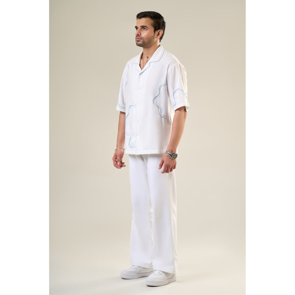 White Cotton Half Sleeve Printed Shirt | For Unisex