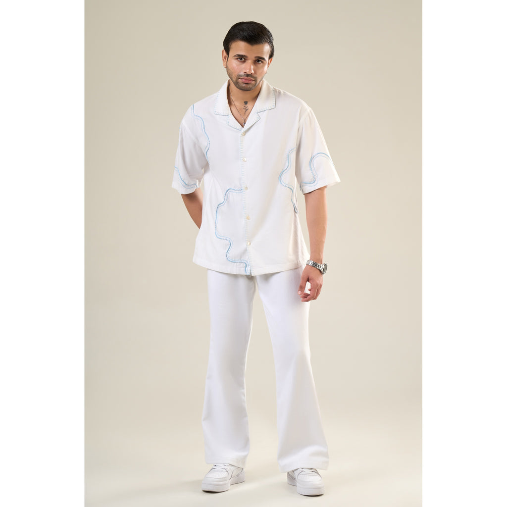 White Cotton Half Sleeve Printed Shirt | For Unisex