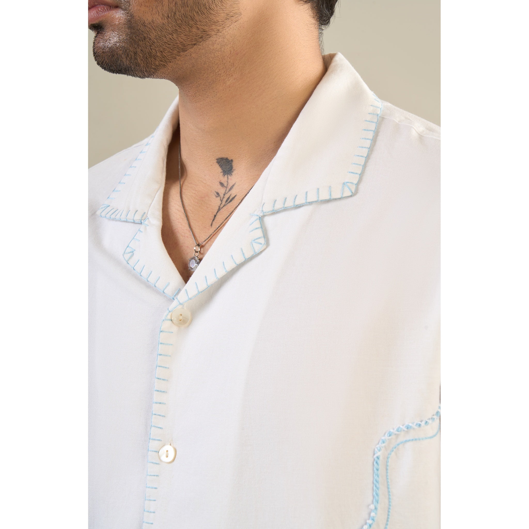 White Cotton Half Sleeve Printed Shirt | For Unisex