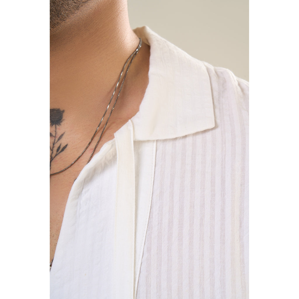 White Cotton Full Sleeve Solid Kimono Style Shirt | For Unisex