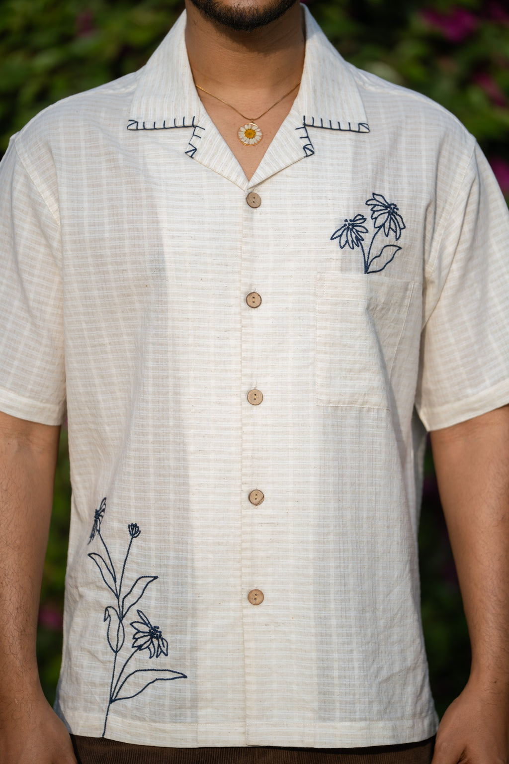 Beige Floral Motifs Shirt