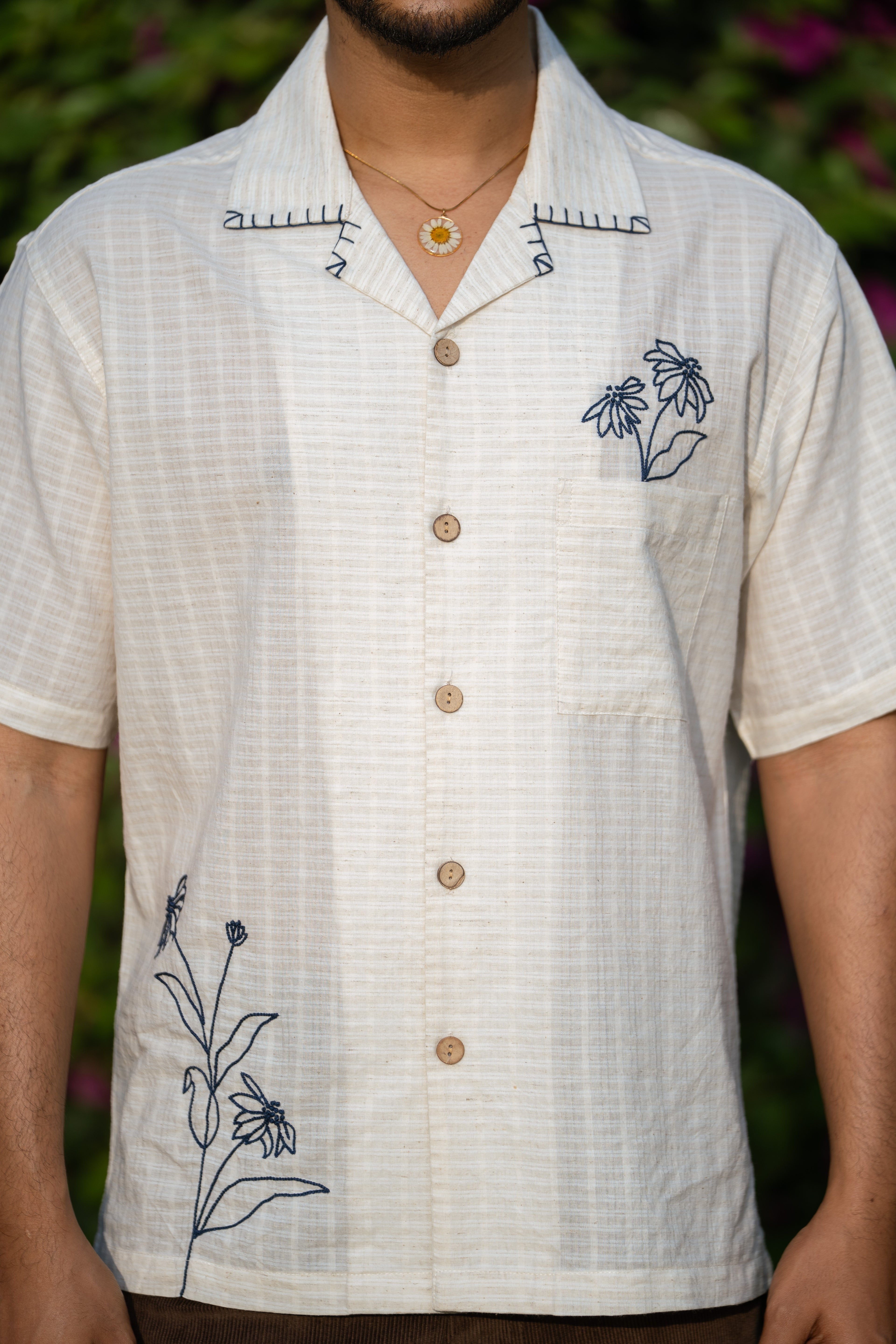 Beige Floral Motifs Shirt