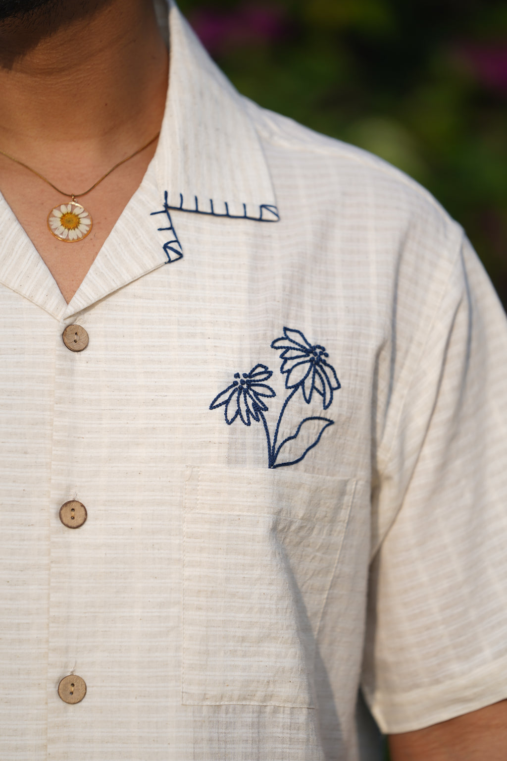Beige Floral Motifs Shirt