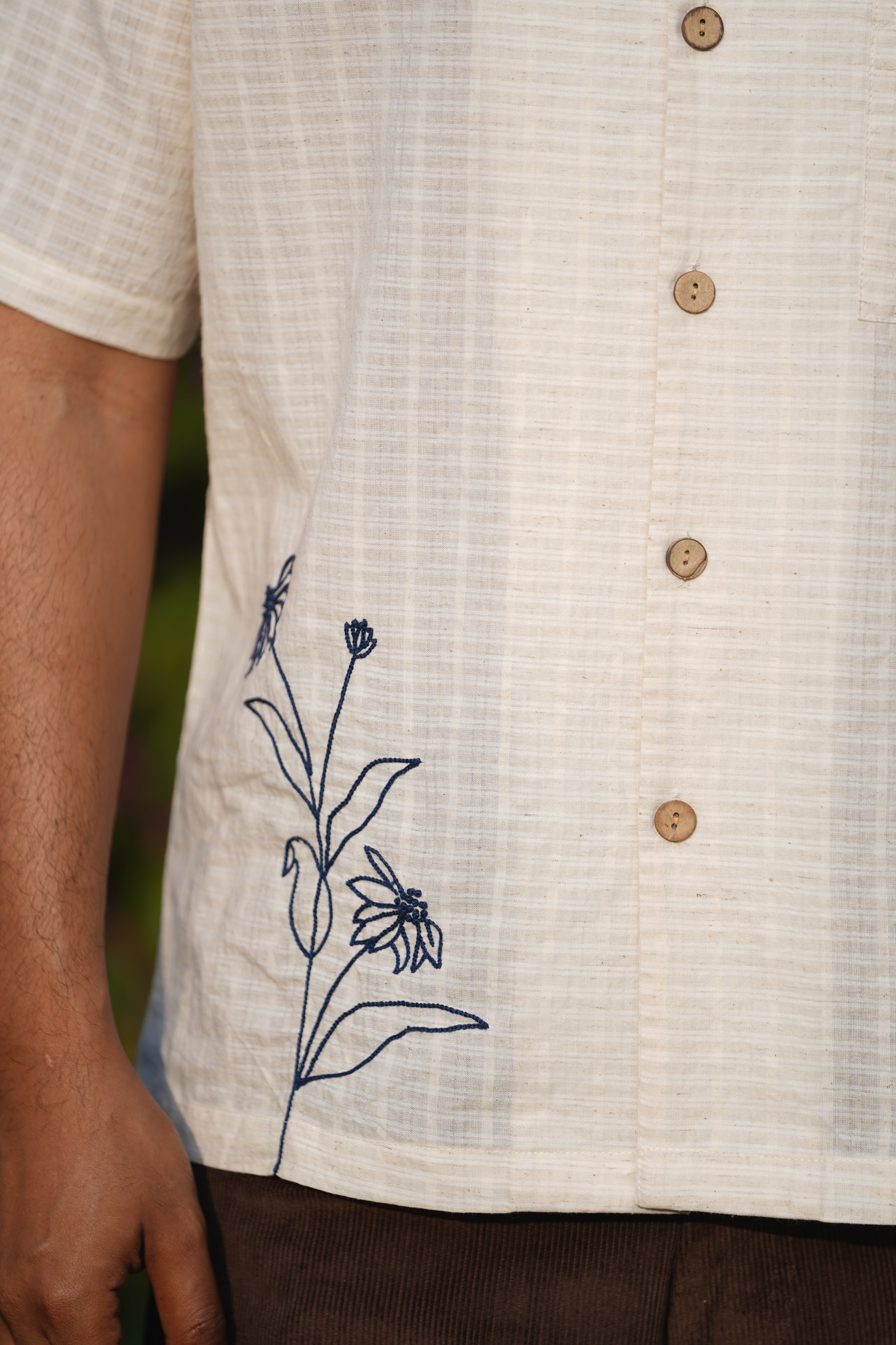 Beige Floral Motifs Shirt