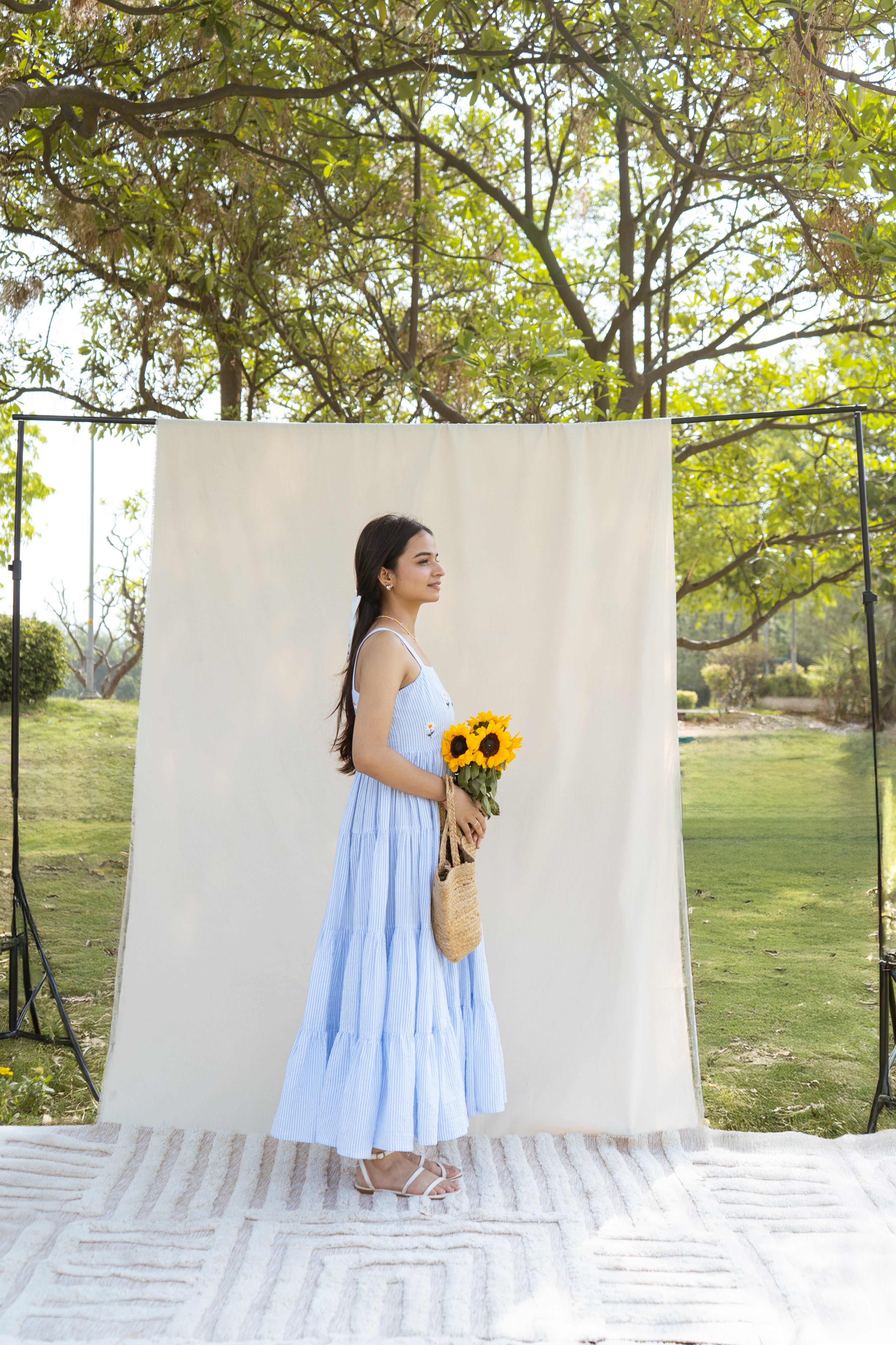 Square Neck Floral Midi Dress