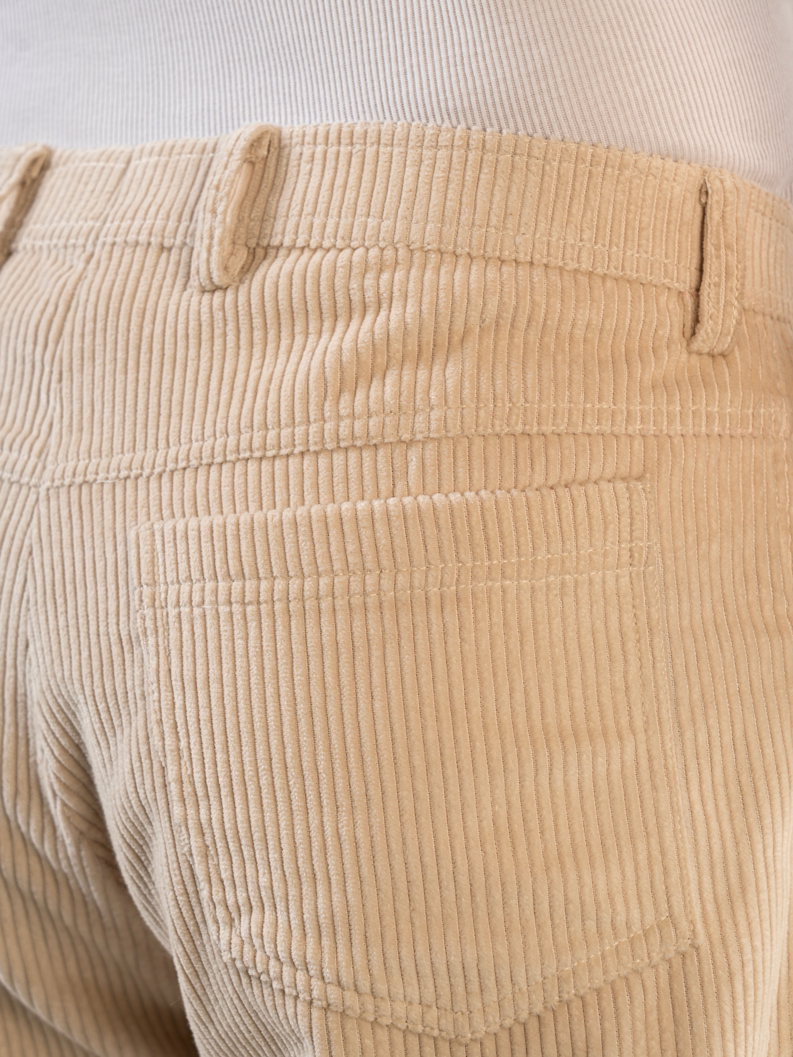 Beige Cotton Straight Fit Pants | For Men