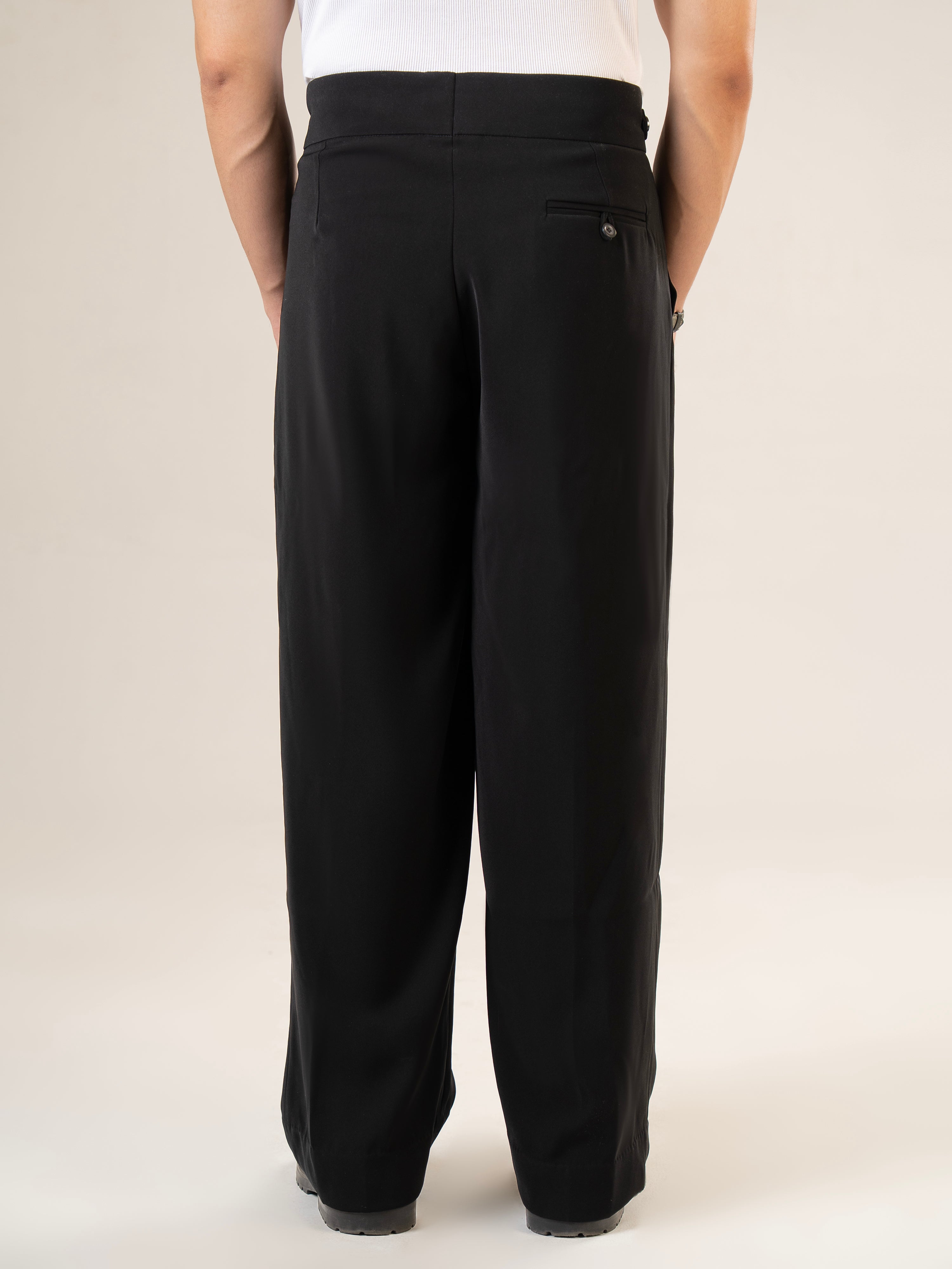 Black Polyester Baggy Pants | For Men