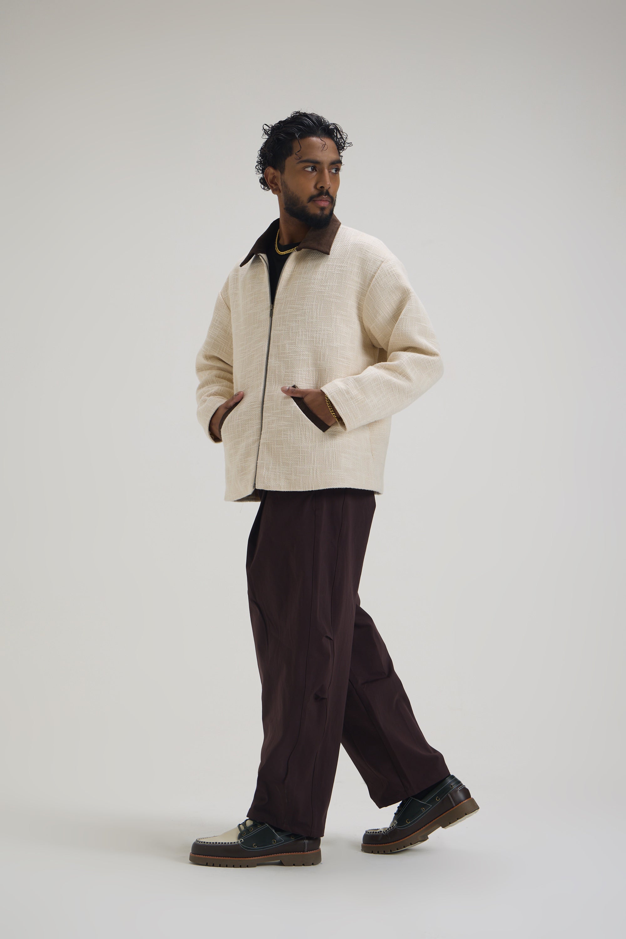 Ecru Cotton Slub Jacket
