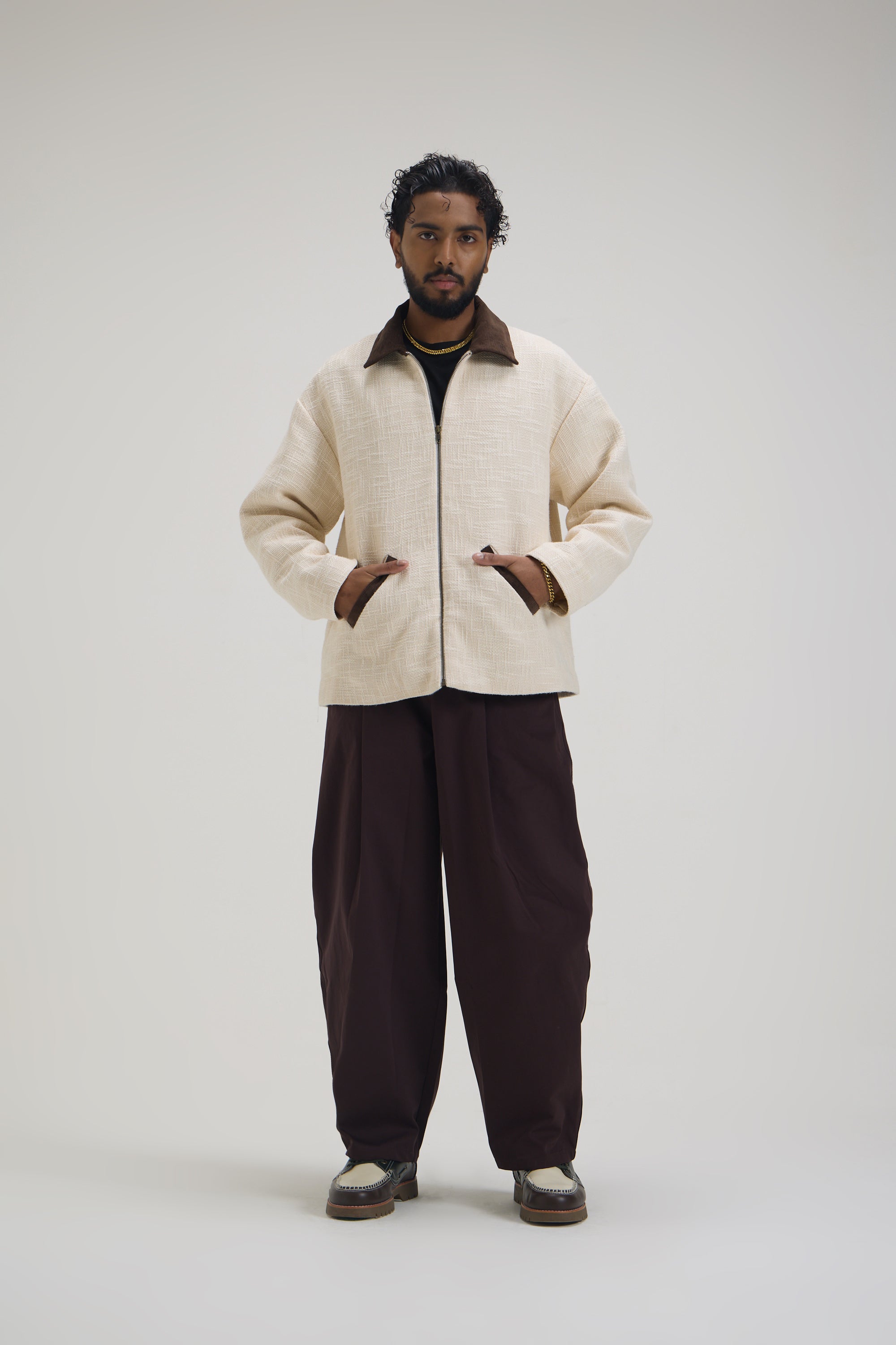 Ecru Cotton Slub Jacket