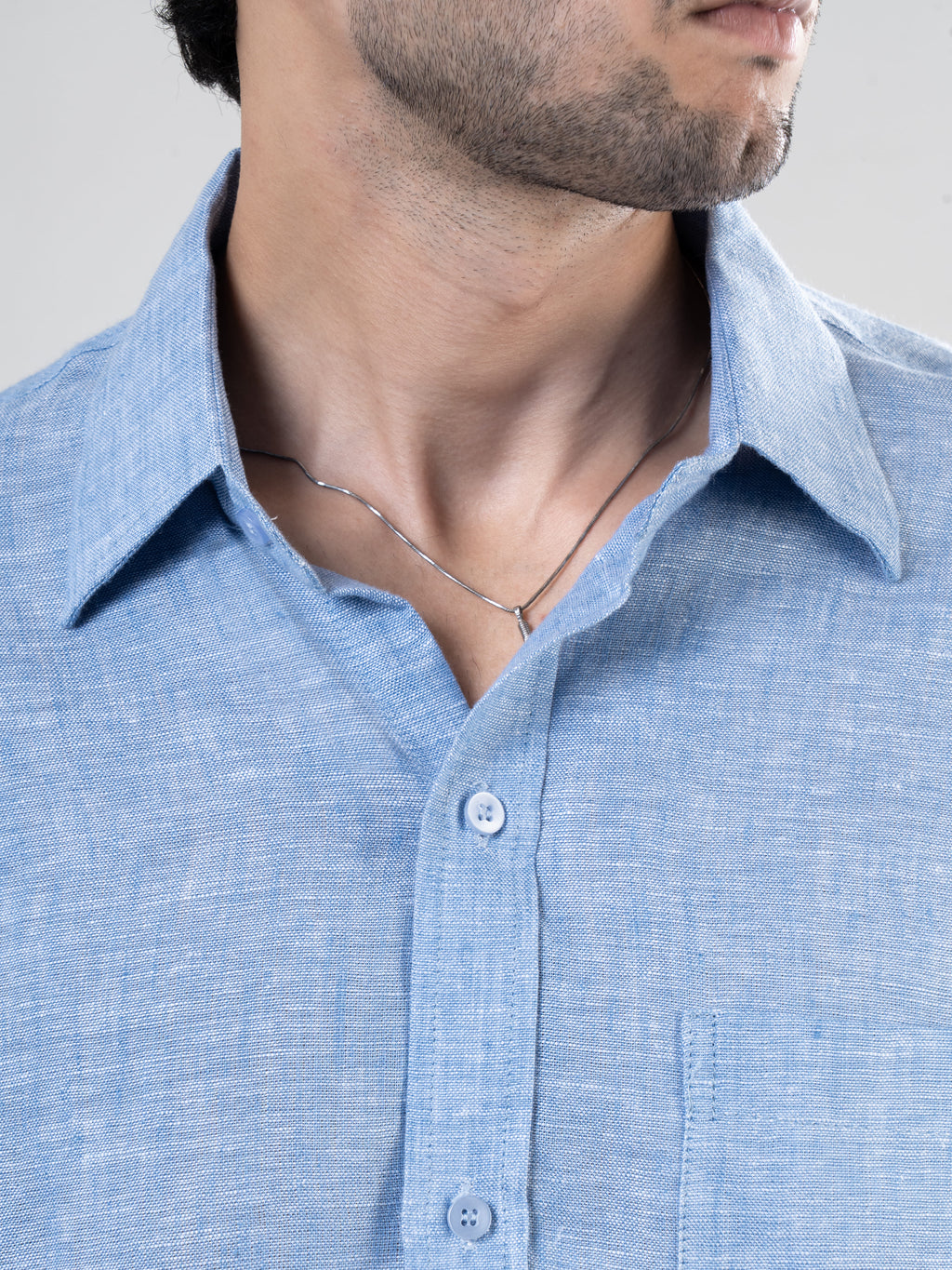 Aqua Linen Full Sleeve Solid Shirt | For Men