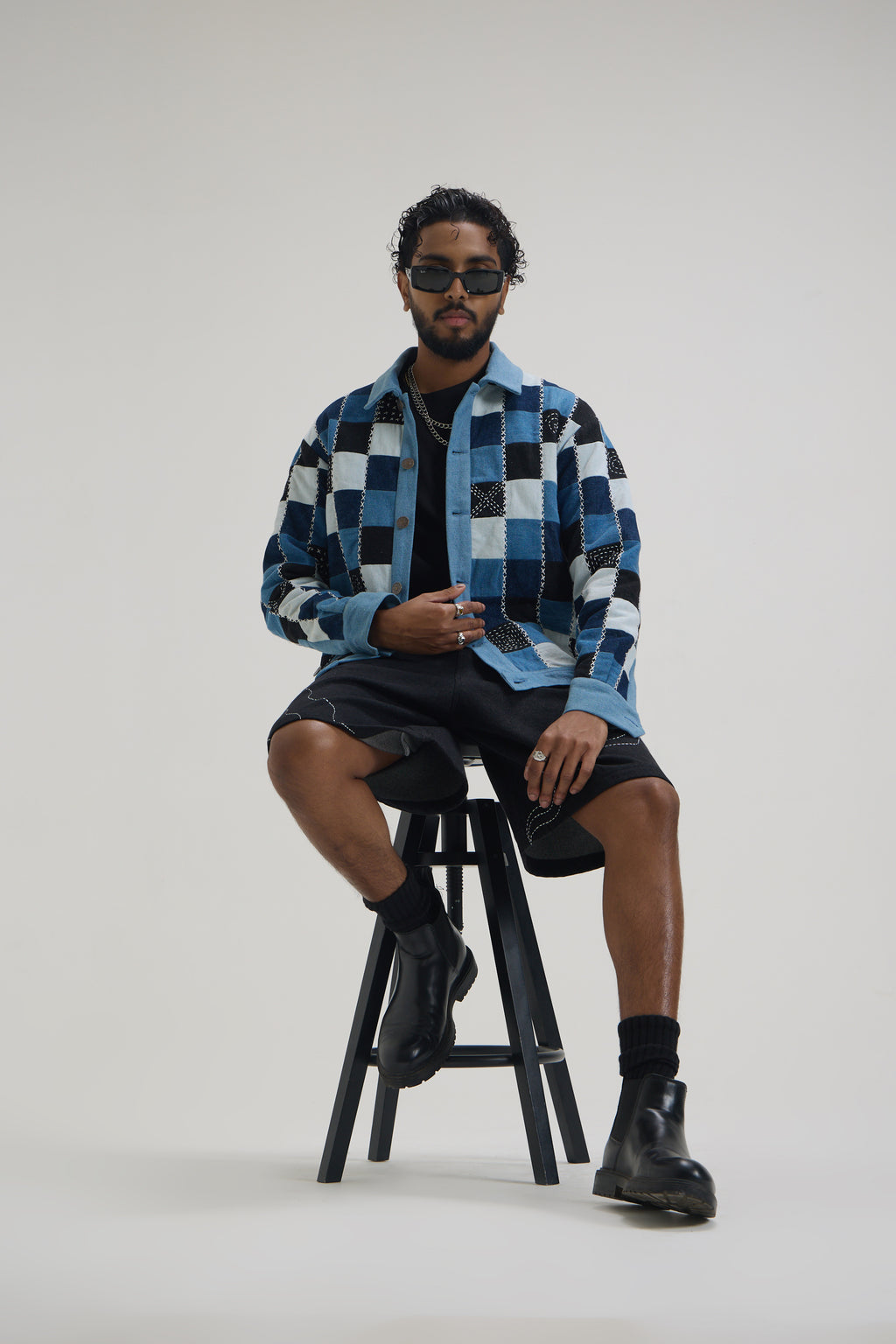 Indigo Color Block Jacket