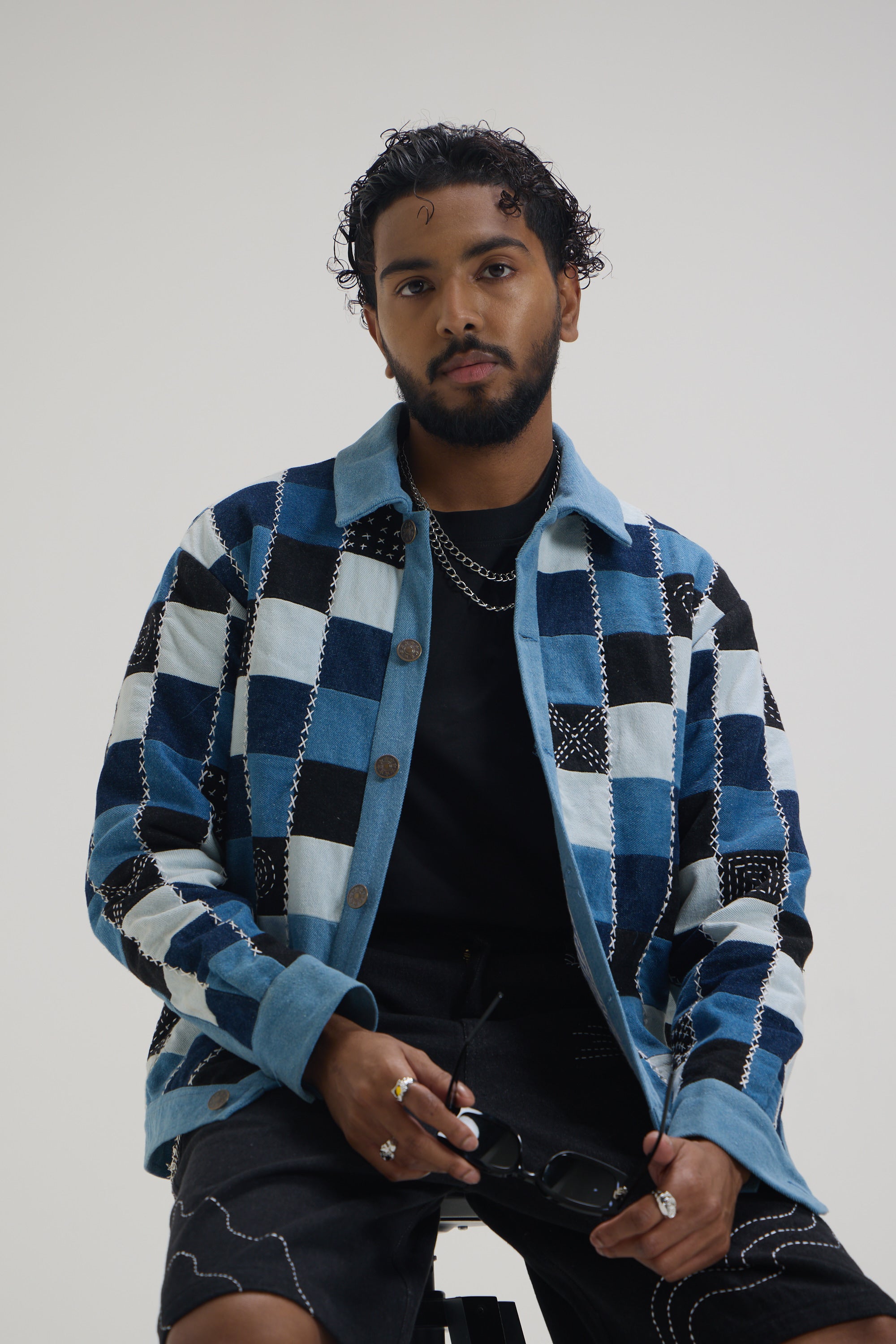 Indigo Color Block Jacket